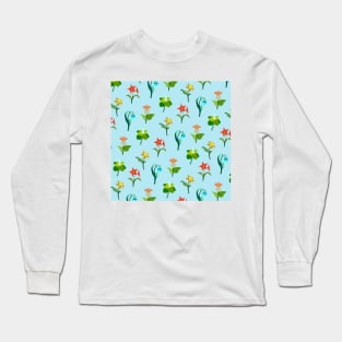 Mondstadt Flowers Print (Blue) Long Sleeve T-Shirt